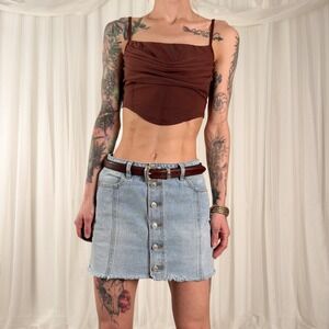 PacSun Denim Mini Skirt Button Front Light Wash Y2K Low Rise Size 25